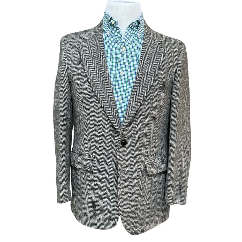 Stafford Mens Vintage Harris Tweed Two Button Sport‎ Coat Blazer Herringbone 41R